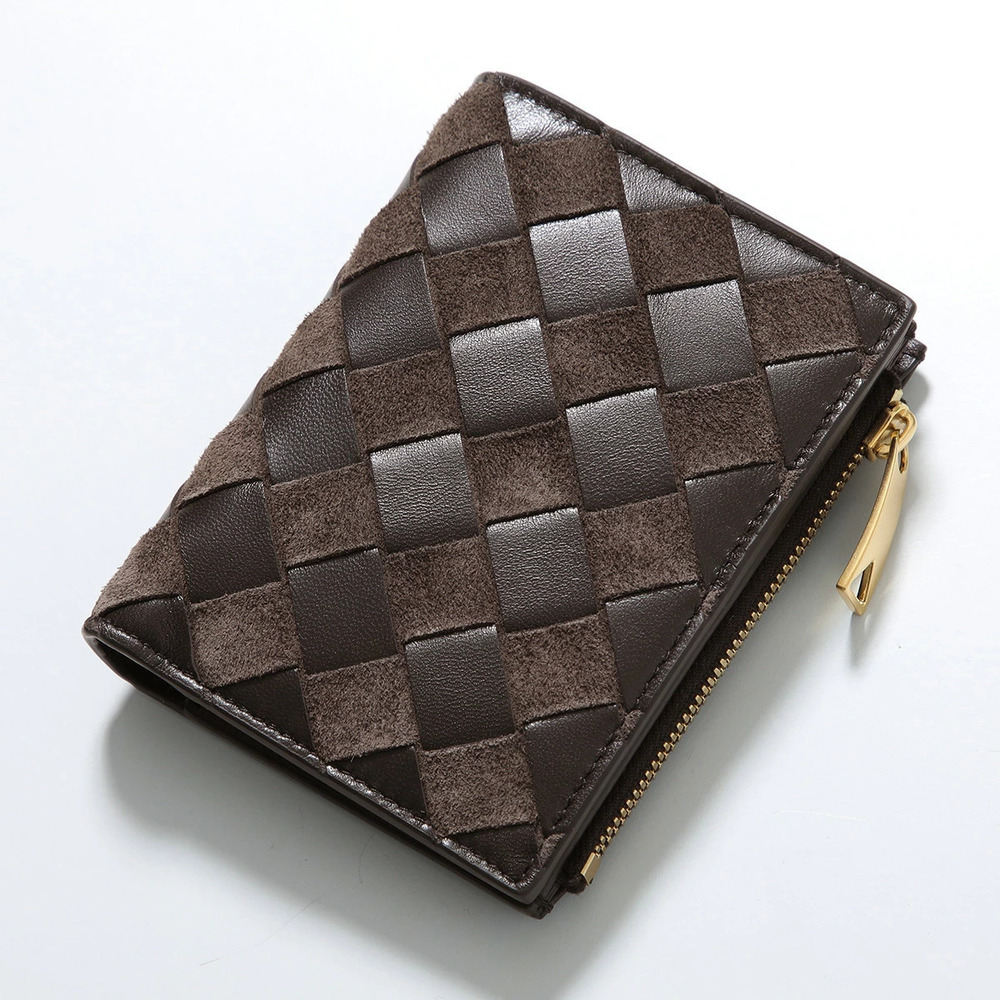 BOTTEGA VENETA Bi fold Wallet Intrecciato Leather Suede